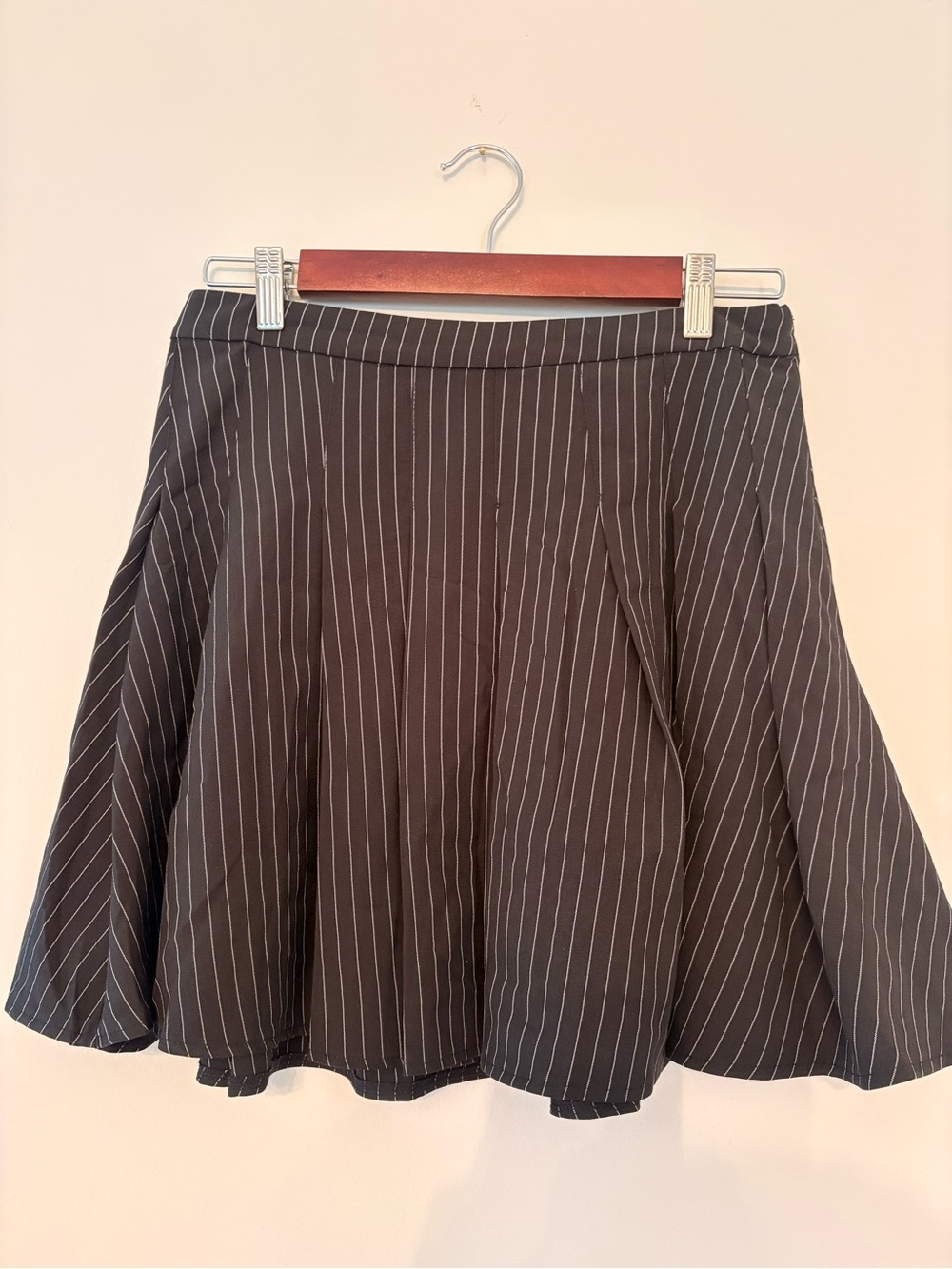 Princess Polly Black & White Pinstripe Skater Skirt